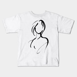 Stick figure woman in black ink Kids T-Shirt